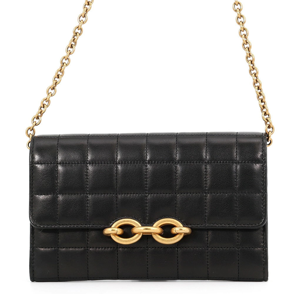 Saint Laurent Paris Chain Wallet LE MAILLON Lambskin Black